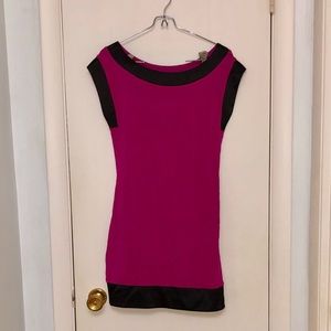 EXPRESS Pink/Fuchsia Mini/Tunic w/ Blk Satin Trim